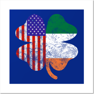 Irish American Wall Art - Irish American Flag Shamrock by Scar Design